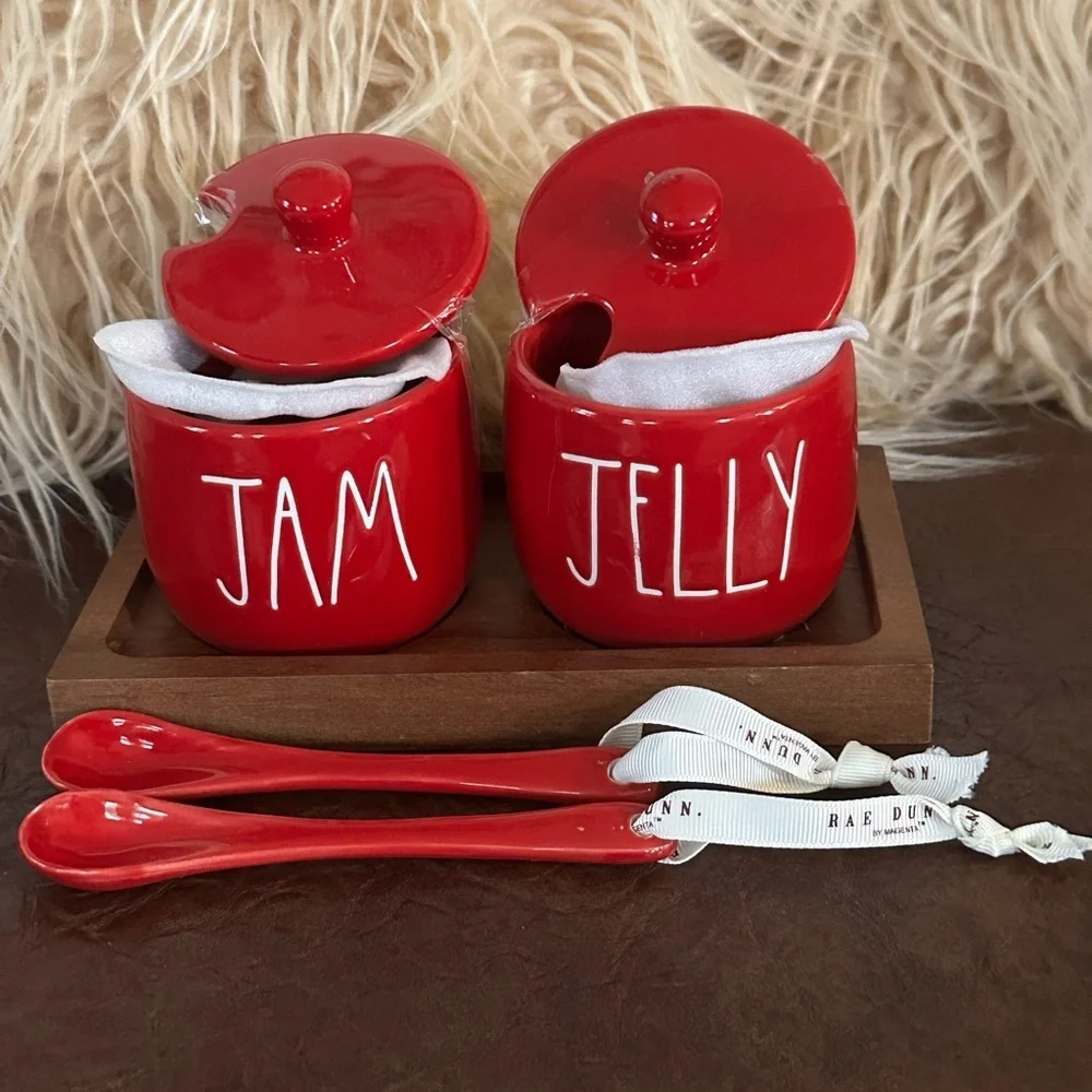 NEW Rae Dunn by Magenta Jam & Jelly Jar Set